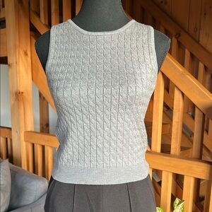 Gray Cable Knit Sleeveless Top